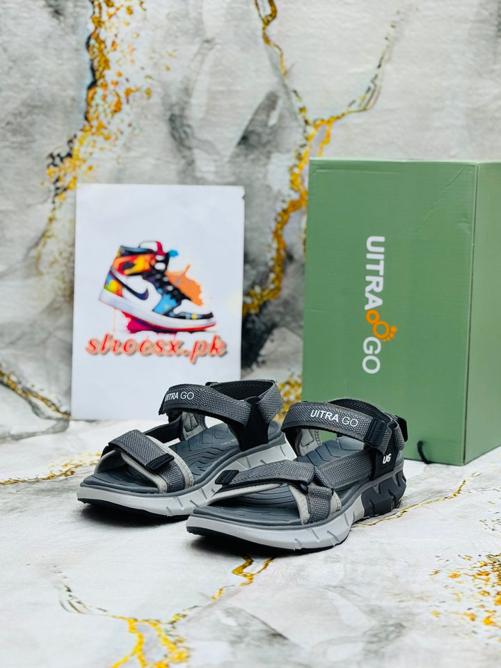 ULTRA GO Mens Gladiator Sandals Style Summer Casual Breathable Can Open Hook&Loop Anti-skid X/gray