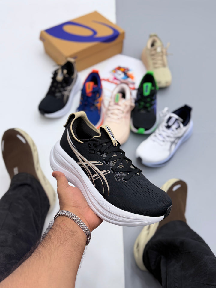 ASECS GEL-NIMBUS – Premium Running Shoes + Free Gift Laces black/white