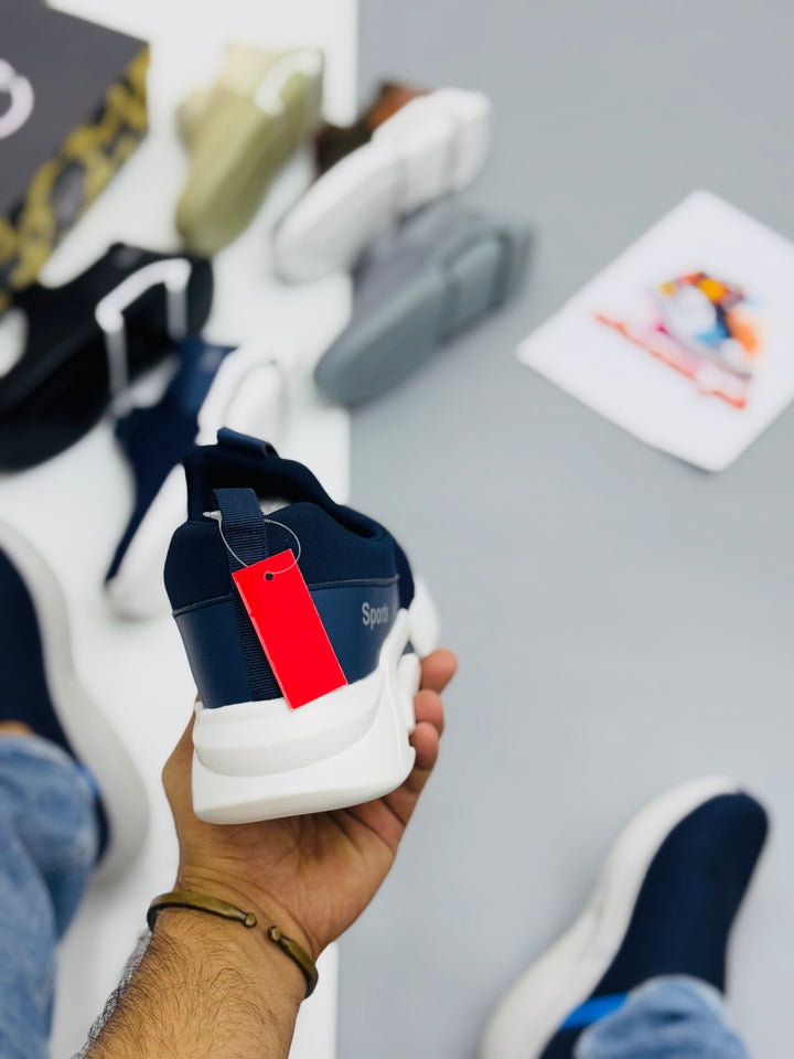 Running Shoes Soft Cushion Shock Absorbing Sports Shoes  Sneakers Light Anti-Slip blue