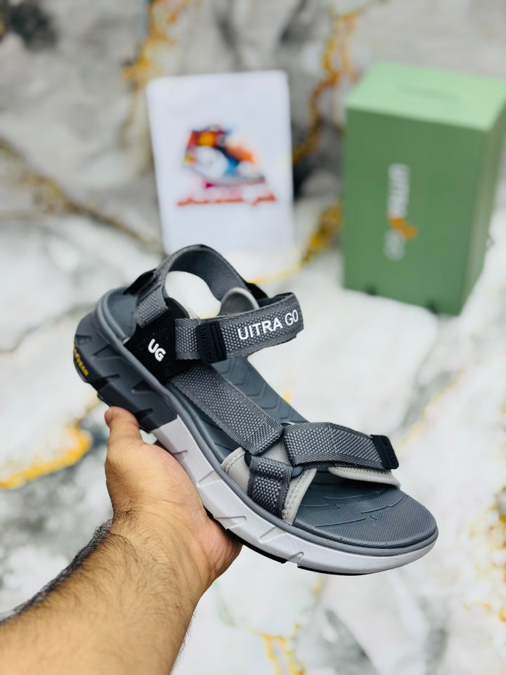 ULTRA GO Mens Gladiator Sandals Style Summer Casual Breathable Can Open Hook&Loop Anti-skid X/gray