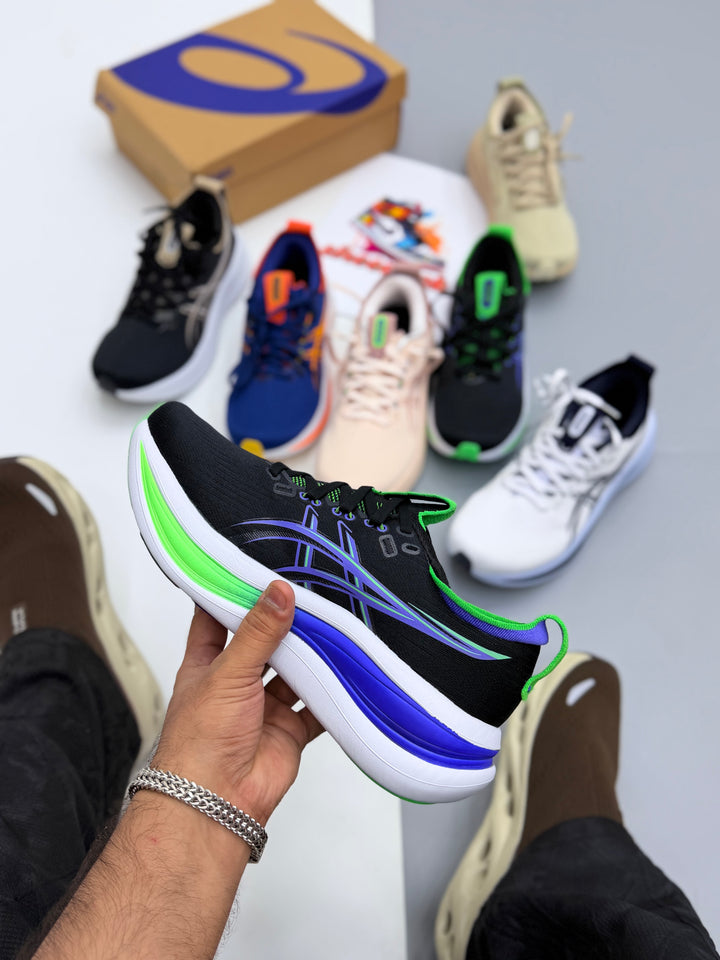 ASECS GEL-NIMBUS – Premium Running Shoes + Free Gift Laces black/blue