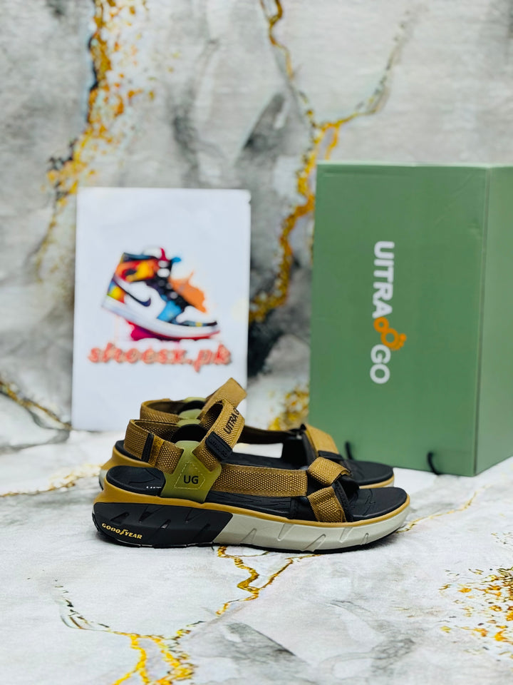 ULTRA GO Mens Gladiator Sandals Style Summer Casual Breathable Can Open Hook&Loop Anti-skid X/brown