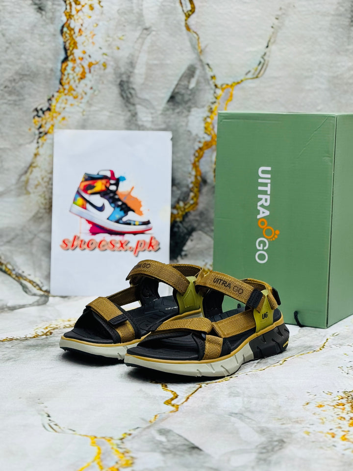 ULTRA GO Mens Gladiator Sandals Style Summer Casual Breathable Can Open Hook&Loop Anti-skid X/brown