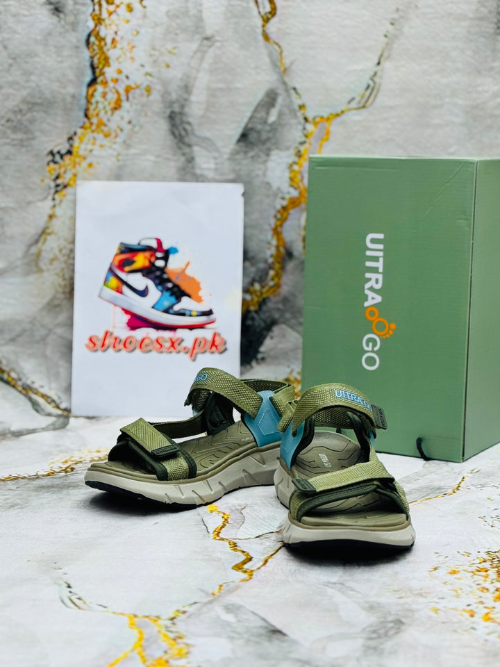 ULTRA GO Mens Gladiator Sandals Style Summer Casual Breathable Can Open Hook&Loop Anti-skid X/green